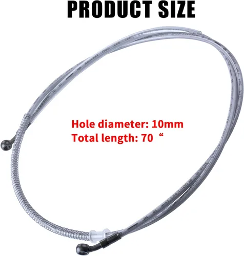 Miniatura 2 de Tubería de manguera de freno hidráulica trenzada de 70 pulgadas, compatible con GY6 chino, ATV, motocross, Go Kart, 0.394 in, extremos banjo de 70.1