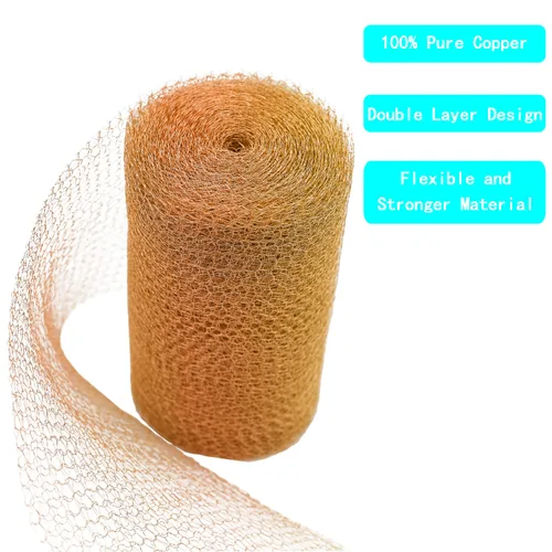 Miniatura 4 de Malla de cobre: 5 pulgadas x 30 pies, 100% cobre puro, tela de relleno duradera para bloqueo de agujeros, flexible y elástico, apertura de agua