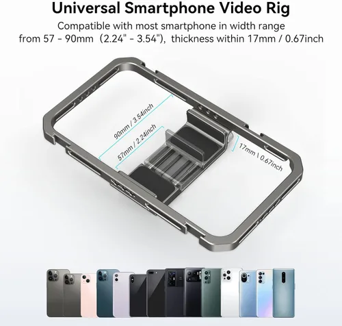 Miniatura 3 de SmallRig Universal Smartphone Video Rig para iPhone 17 16 15 14 para Samsung, Cine Vlogging Rig Aleación de aluminio Teléfono Jaula de Video Grip