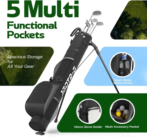 Miniatura 3 de Bolsa de golf ligera para golf, bolsa de golf Par 3 Sunday pequeña con divisores de 2 vías, correa para el hombro y múltiples bolsillos