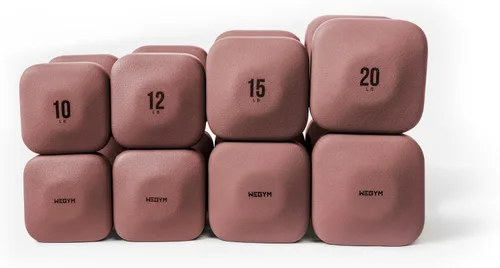 Miniatura 22 de WeGym SafeGrip Square Dumbbells with Anti Slip Handles, Aesthetic Free Weights for Home Workouts, Stable Design Prevents Rolling during Floor