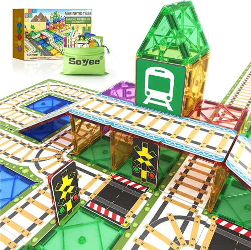 Azulejos magnéticos para ferrocarril, juguetes para niños, juego de pista de tren complemento, jugar con trenes, coches, actividades de aprendizaje