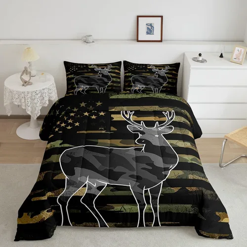 Miniatura 13 de Juego de ropa de cama de oso para niños y adolescentes, juego de edredón de animales salvajes para niños, adolescentes, naturaleza, vida silvestre