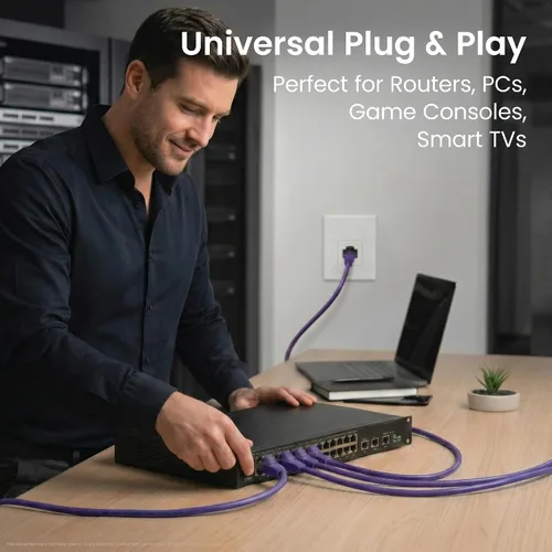 Miniatura 8 de GEARit Cable de conexión Ethernet Cat 6 de 5 pies, color morado (paquete de 10), cables de conexión Cat6 de 5 pies, cable de conexión