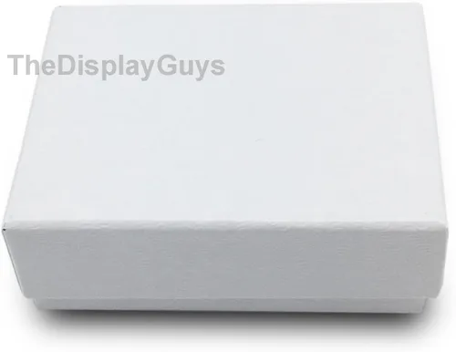 Miniatura 2 de TheDisplayGuys - Paquete de 100 cajas de cartón rellenas de algodón #11 para joyería, diseño de remolino blanco (2.1 x 1.8 x 0.8 pulgadas)