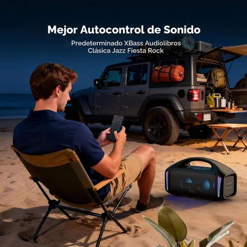 Miniatura 7 de Tribit StormBox Blast - Altavoz Bluetooth portátil, (140W pico) 90W de sonido estéreo fuerte con 30 horas de reproducción, IPX7 impermeable, luz