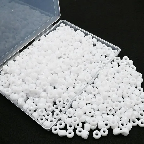 Miniatura 30 de Amaney - 500 cuentas de plástico para poni de 0.236 x 0.354 in, mezcla de colores mezclados con purpurina transparente