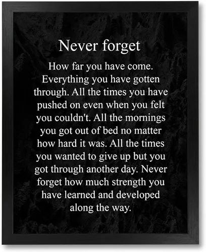 Never Forget How Far You Have Come - Impresión artística inspiradora para pared, decoración de pared motivacional para el hogar, oficina, sala de