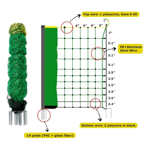 Miniatura 2 de Red eléctrica para cerdo, 42.5 pulgadas de alto x 164 pies de largo, valla portátil de doble punta para cerdo, perros, ciervos, cabras, utilizada