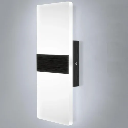 Lightess Aplique de pared moderno regulable. Lámpara de pared de 12 W en negro, lámpara de pared interior de acrílico para dormitorio, sala de
