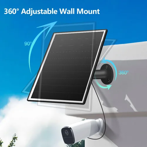 Miniatura 4 de Panel solar de 8 W para cámara de seguridad al aire libre, micro USB de 5 V y cargador de panel solar USB - C, se adapta a Eufy/Wyze/Reolink DC 5V