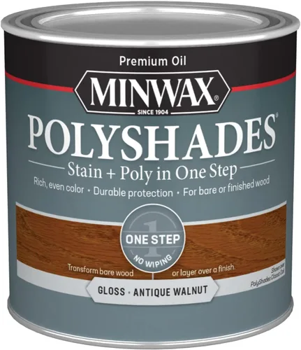 Miniatura 58 de Minwax PolyShades Tinte de Madera + Acabado de Poliuretano – Cuarto, Roble Misión, Brillo Mission Oak