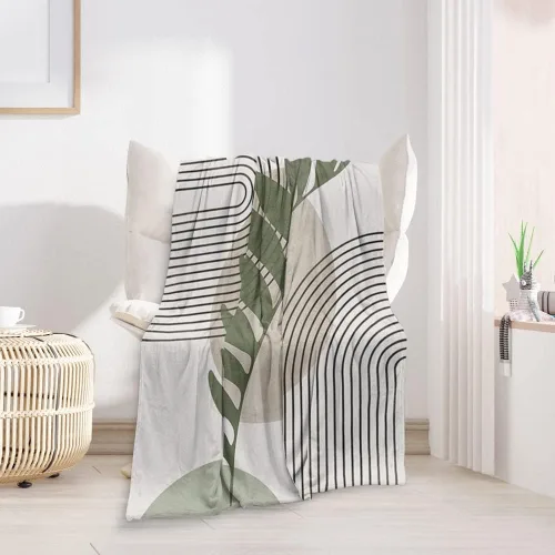 Miniatura 13 de Manta moderna abstracta de color negro y beige, manta bohemia de franela de doble cara, adecuada para adultos y niños en el sofá, automóvil, siesta