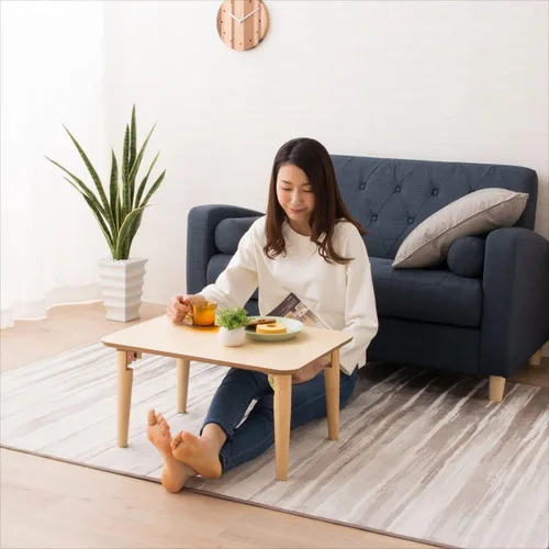 Miniatura 2 de EMOOR Mesa de centro plegable de madera redonda (25.6 pulgadas) de nogal, mesa baja para sentarse en el suelo, espacio pequeño, minimalista, sala