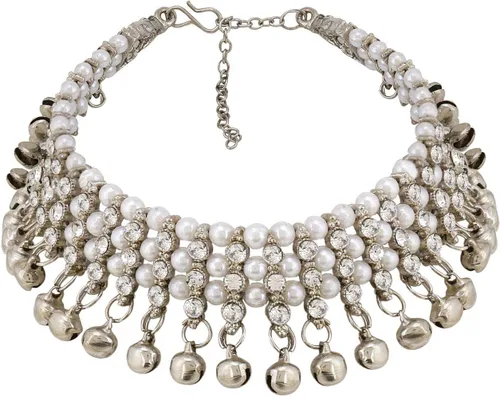 Miniatura 7 de Efulgenz Silver Anklets with Crystal & Faux Pearl - Indian Women's Bell Anklets & Ghungroo Ankle Bracelets
