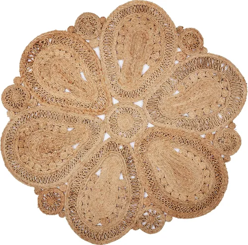 Miniatura 29 de LR Home - Alfombra ovalada de yute natural de 5 x 7 pies para decoración del hogar, alfombras trenzadas para sala de estar, dormitorio, sala