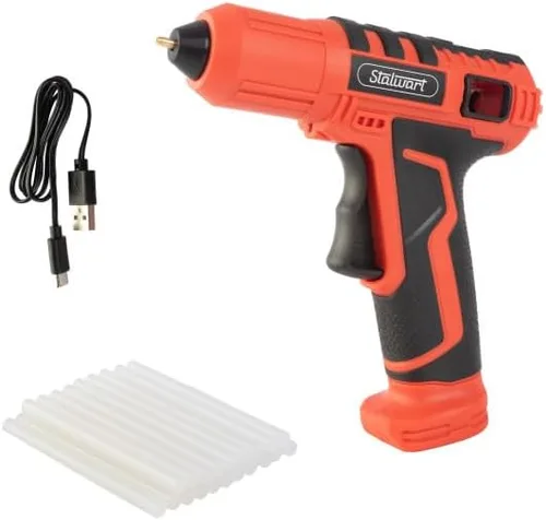 Stalwart - Kit de pistola de pegamento caliente inalámbrica de 4 V con tiempo de calentamiento de 15 segundos y 20 barras de pegamento, artículos