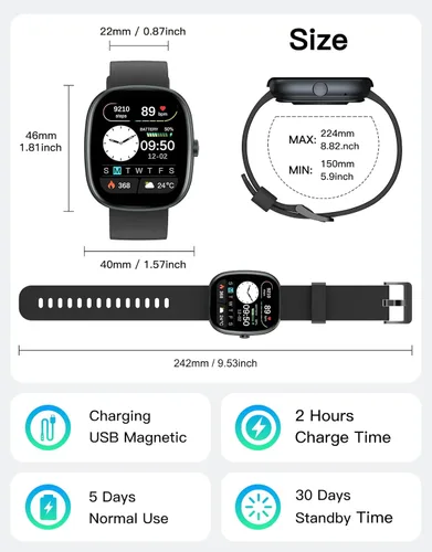 Miniatura 8 de Fitness Trackers for Men Women with Bluetooth Call 24/7 Heart Rate & Blood Oxygen Monitor Sleep Tracker, Steps/Calories Counter