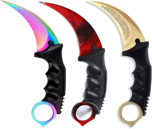 Miniatura 10 de Cuchillo Karambit de hoja fija de 3 piezas, herramienta de campamento, cuchillo de caza al aire libre con funda y cable, adecuado para senderismo