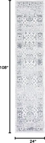 Miniatura 3 de SAFAVIEH Colección Toscana - Alfombra de pasillo, 2 x 9 pies, color marfil y gris, diseño oriental, no desprende pelusa y de fácil cuidado, ideal