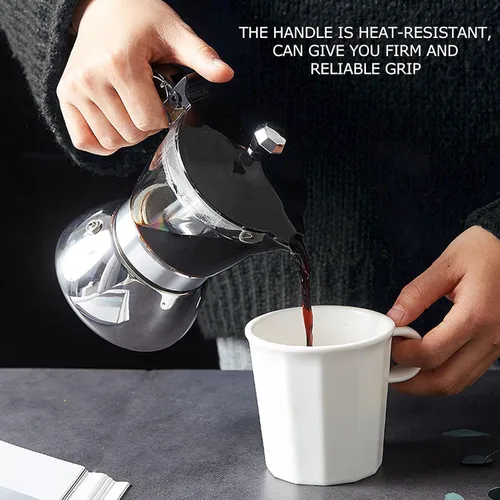 Miniatura 5 de Qiilu Cafetera de acero inoxidable para 4 tazas, para estufa, cafetera, suministros de cocina