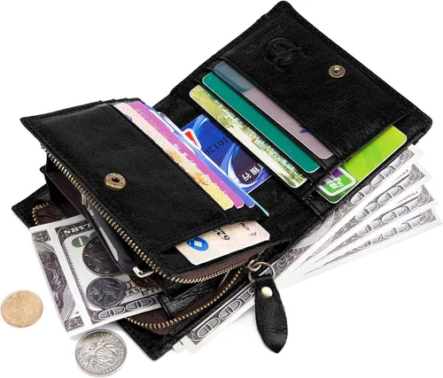 Miniatura 4 de Cartera de piel con bloqueo RFID para hombre, estilo vintage, con cremallera