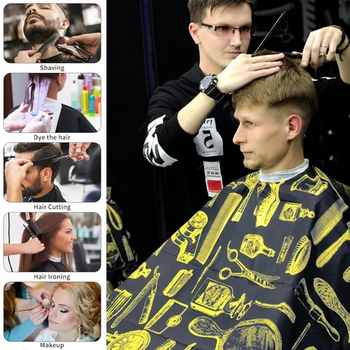 Miniatura 7 de Capa impermeable para barbero para hombres - Capa de corte de pelo para cortes de cabello, salón y adultos - Suministros y accesorios para barberos