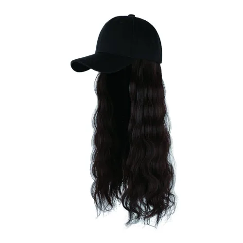 Miniatura 11 de Onepiece - Gorra de béisbol con extensión de cabello, 21 pulgadas, cabello ondulado largo, peluca sintética con pelo para mujeres y niñas Rizos