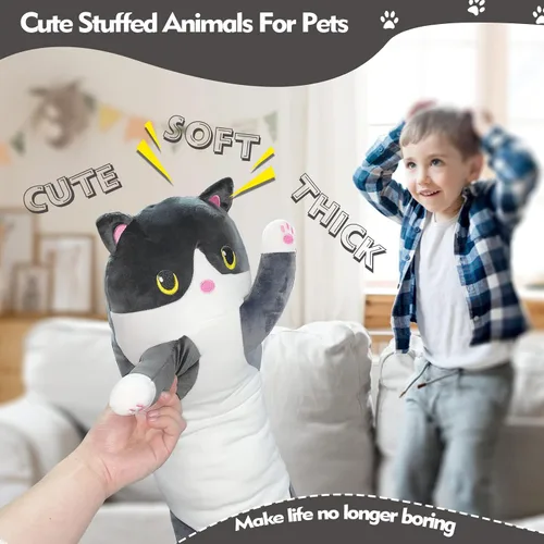 Miniatura 6 de Almohada larga de felpa de gato, 19.6 pulgadas - Adorable peluche de gato negro - Animales de peluche suaves - Almohada tipo cuerpo de gatito