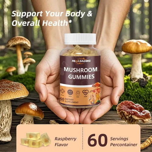 Miniatura 6 de Gomitas de hongos: 10 hongos funcionales en uno - Melena de león, Reishi, chagaCordyceps y más - Enfoque natural y apoyo energético - Gomitas