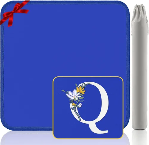 Miniatura 32 de Tapete Mahjong para mesa, neopreno antideslizante con reducción de ruido, 32.4 x 32.4 pulgadas, azul, perfecto para mahjong americano, póker