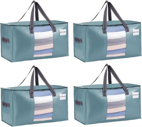 Miniatura 48 de VENO Paquete de 4 bolsas de mudanza resistentes, bolsas de almacenamiento de ropa y edredón con ventana transparente, suministros de embalaje