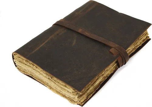 Miniatura 8 de Diario de viaje de cuero, cuaderno encuadernado vintage hecho a mano para hombres y mujeres, acabado antiguo, cuero de búfalo auténtico, papel