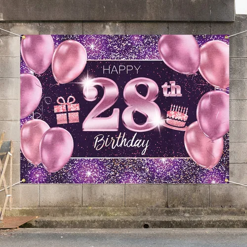 Miniatura 7 de pancarta grande rosa con texto en inglés “Happy Birthday