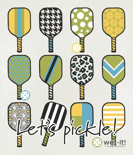 Miniatura 3 de Wet-It! Juego de paños de cocina suecos de 2 unidades - Diseño de palas de pickleball y pickleros, paños de cocina altamente absorbentes, perfectos