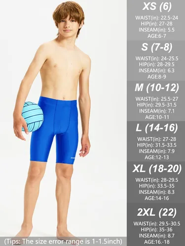 Miniatura 6 de DEVOROPA Jammers de Natación para Niños, Trajes de Baño de Equipo Competitivo Juvenil, Traje de Baño de Carreras, Pantalones Cortos de Natación