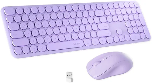 Miniatura 11 de Combo de teclado y mouse inalámbricos con 110 teclas redondas, interruptor de encendido y sensación de escritura con interruptor de tijera, ideal
