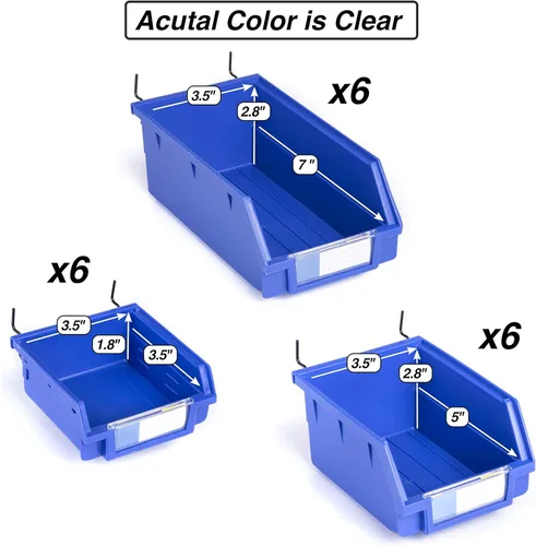 Miniatura 2 de Juego de 18 cubos para tablero de clavijas, transparentes, ganchos para cualquier tablero de clavijas, organiza accesorios, accesorios, banco