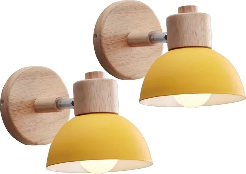 Miniatura 9 de Adjustable Scandinavian Wall Lamp E27 Lighting Fixture Retro Industrial Style for Bedroom Living Room Hallway(Amarillo,1 Pieza)