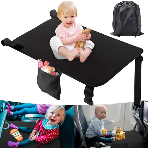 Cama de avión para niños pequeños, extensor de asiento de avión portátil para niños, artículos esenciales de viaje en avión para niños pequeños,