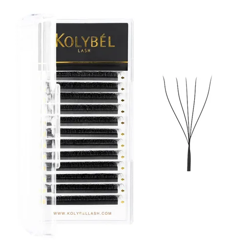 Miniatura 15 de KOLYBEL Extensión de pestañas W con floración automática, volumen 4D, pestañas postizas en abanico 0.07 C/D, rizo de visón sintético, color negro