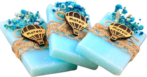 Miniatura 33 de Paquete de 10 decoraciones para baby shower de Happy Times Favors, regalos para baby shower, jabón mini vegano personalizado hecho a mano con aroma