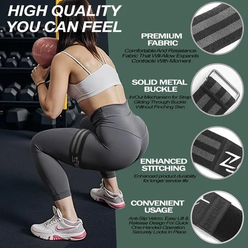 Miniatura 3 de BFR - Bandas de oclusión para mujer, piernas, glúteos, construcción de cadera, cómodas bandas elásticas para entrenamiento de flujo sanguíneo