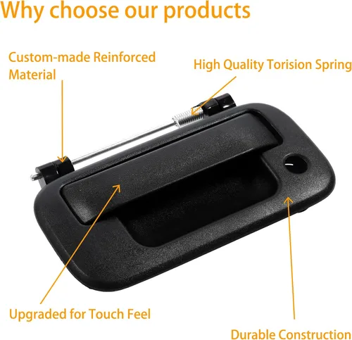 Miniatura 4 de Manija exterior de puerta trasera, compatible con Ford F150 F250 F350 F450 F550 Super Duty Explorer Lobo 2004-2016, Lincoln Mark LT, con orificio