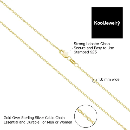 Miniatura 16 de Kooljewelry Collar de plata de ley u oro amarillo sobre plata de ley para mujer (0.047 in, 0.063 in o 0.083 in)