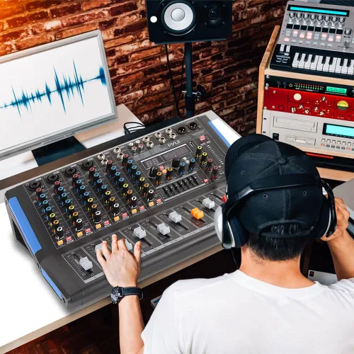Miniatura 7 de Pyle Mezclador de audio estilo consola de 8 canales con Bluetooth - Controlador de sonido DJ, 4 entradas XLR / combinado, salida sub, +48V Phantom