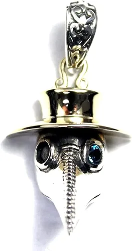 Miniatura 2 de Colgante de plata de ley 925 de COSUMOSU Steampunk Plague Doctor Bird Beak Mask
