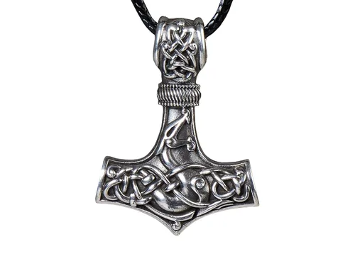 Miniatura 50 de Viking Thors Hammer Necklace Pendant - Vegvisir Aegishjalmur Helm of Awe Raven Huginn Muninn Pendant Necklace Amulet Talisman - Thor Necklace