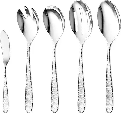 Miniatura 15 de Danialli Juego de utensilios de servir, cucharas de servir de acero inoxidable 18/10, servidores de ensalada, cuchillos de mantequilla, acabado