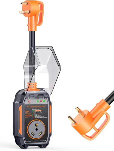 Miniatura 12 de GEARGO Protectores contra sobretensiones RV de 30 amperios, 12000 julios, analizador de circuitos de RV, protección contra sobretensiones IP68